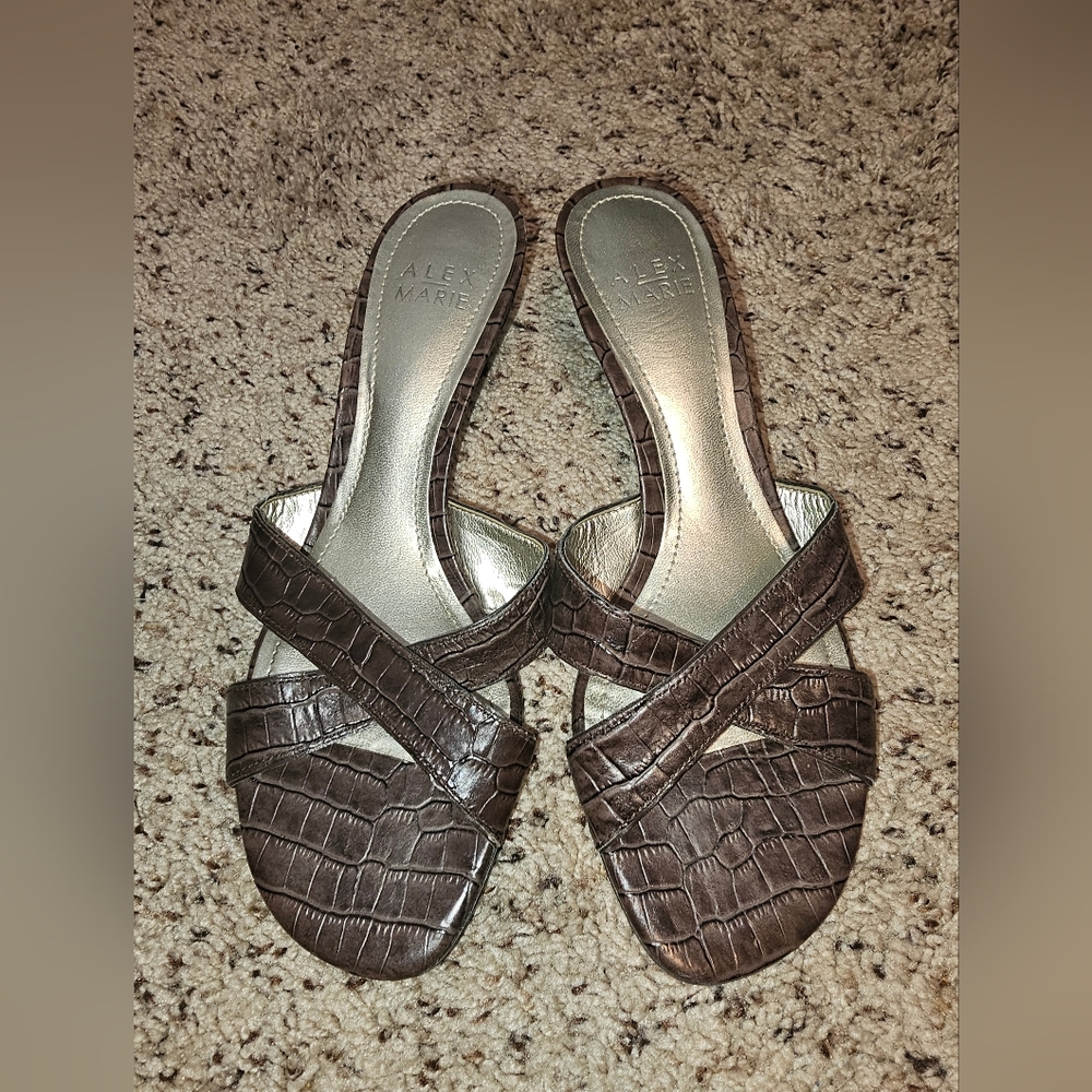 Alex Marie Brown Croc-Embossed Women's Sandals